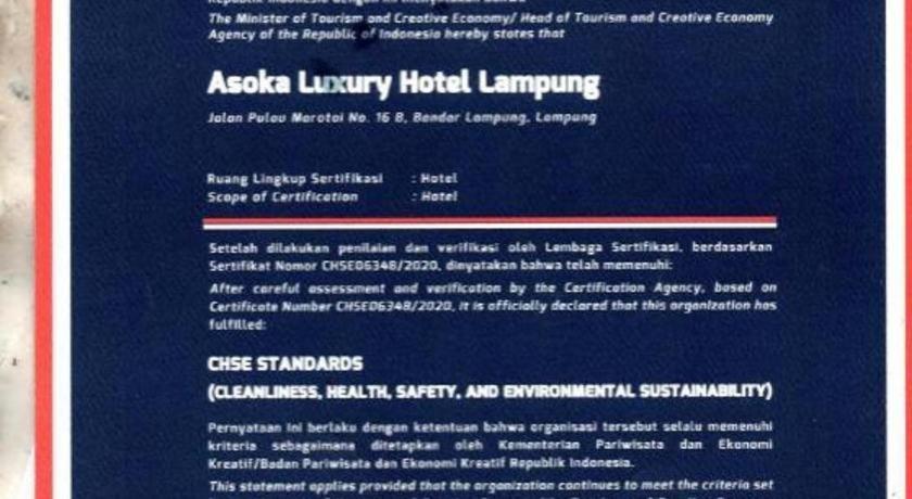 Asoka Luxury Hotel Bandar Lampung Esterno foto